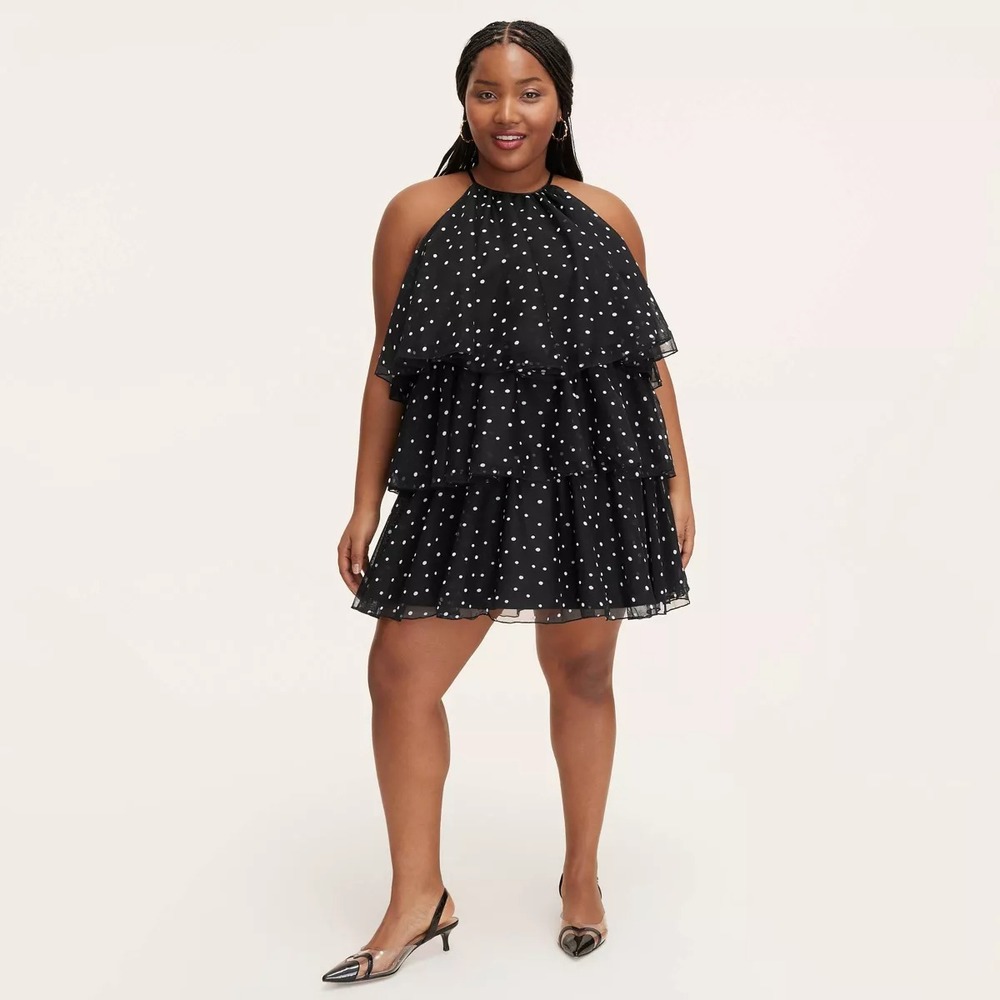 Kate Spade x Target Small Polka Dot Tiered Sleeveless Mini Dress Size S Black